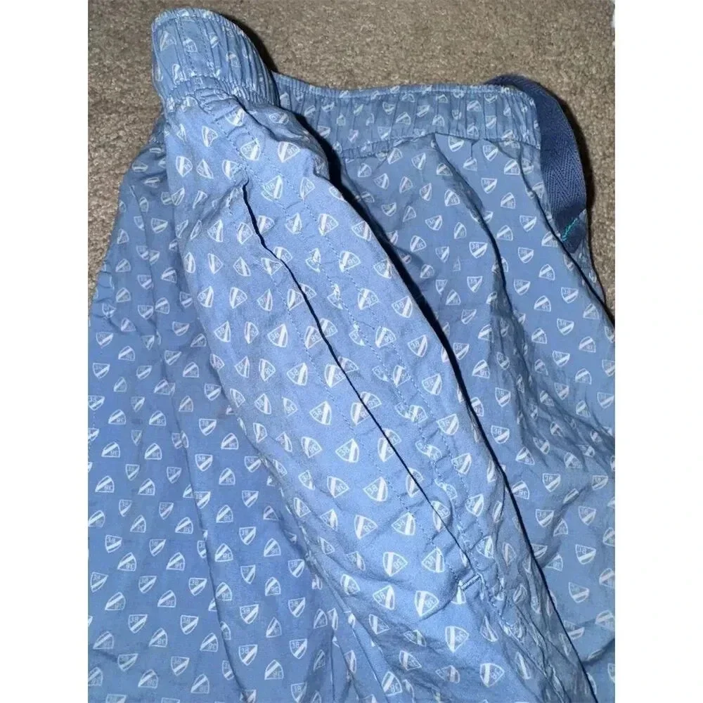 Cremieux Men's Sleep Shorts L Blue Sailboat Print Adjustable Drawstring
